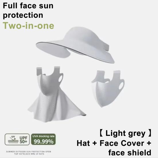 Women Hat with Face Guard Shawl Sun-Proof Breathable Solid Color Design Sun Hat Elastic Large Head Circumference Empty Top Hat