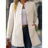 Women S Casual Stand Collar Mid Length Woolen Coat For Daily Wear