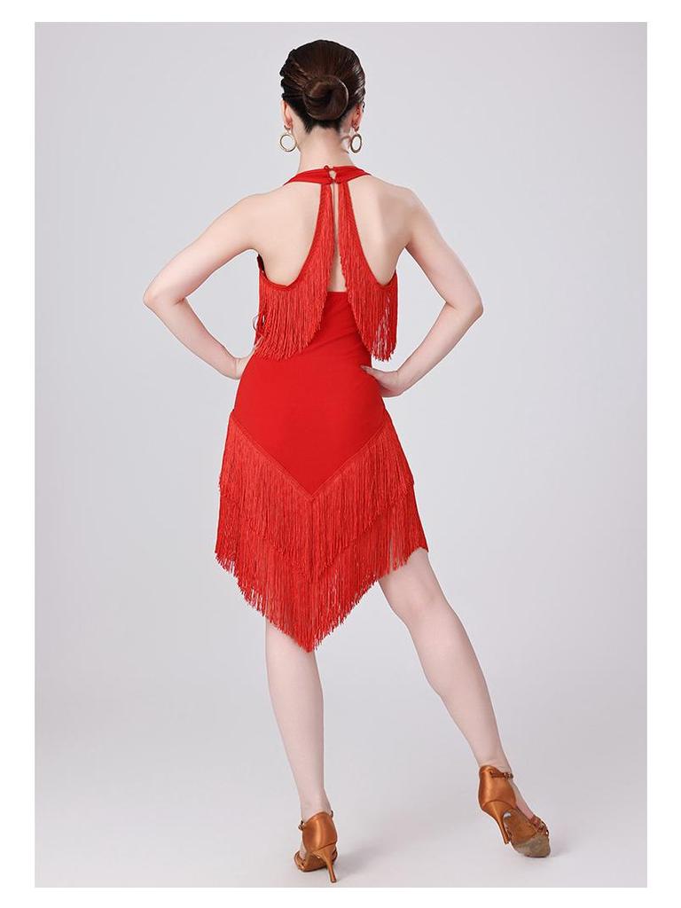 V-Neck Fringe Latin Dance Dress: Sexy Party, Prom, and Performance Costume
