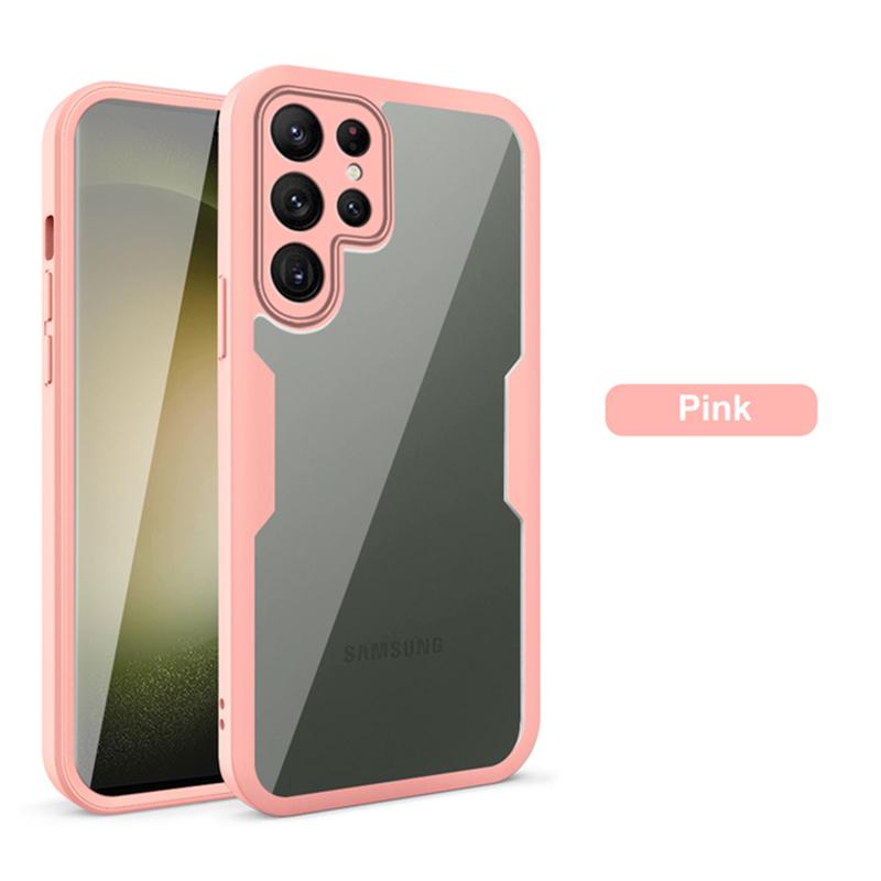 

Роскошный чехол-накладка на 360 градусов для Samsung Galaxy S24 S23 S22 S20 Ultra Plus A53 5G A12 A13 S21 FE A52 Силиконовый бампер S23 розовый