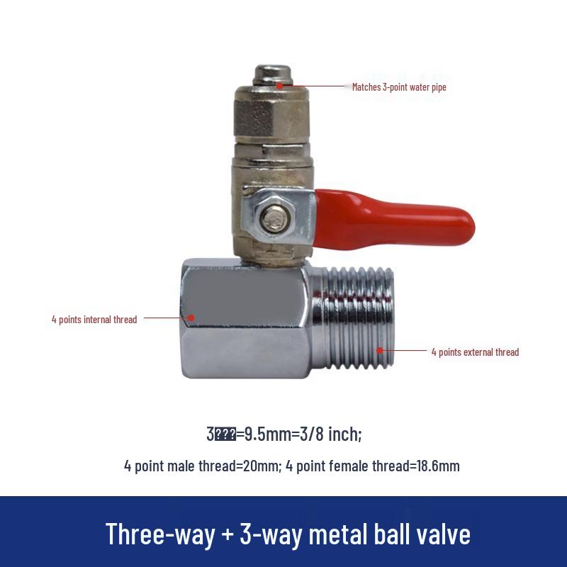 4–Way Inlet Tee Ball Valve 3-Way Pure Water Machine All-Copper Switch Valve