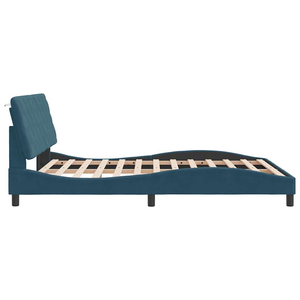 Bed Frame without Mattress Blue 160 x 200 cm Velvet