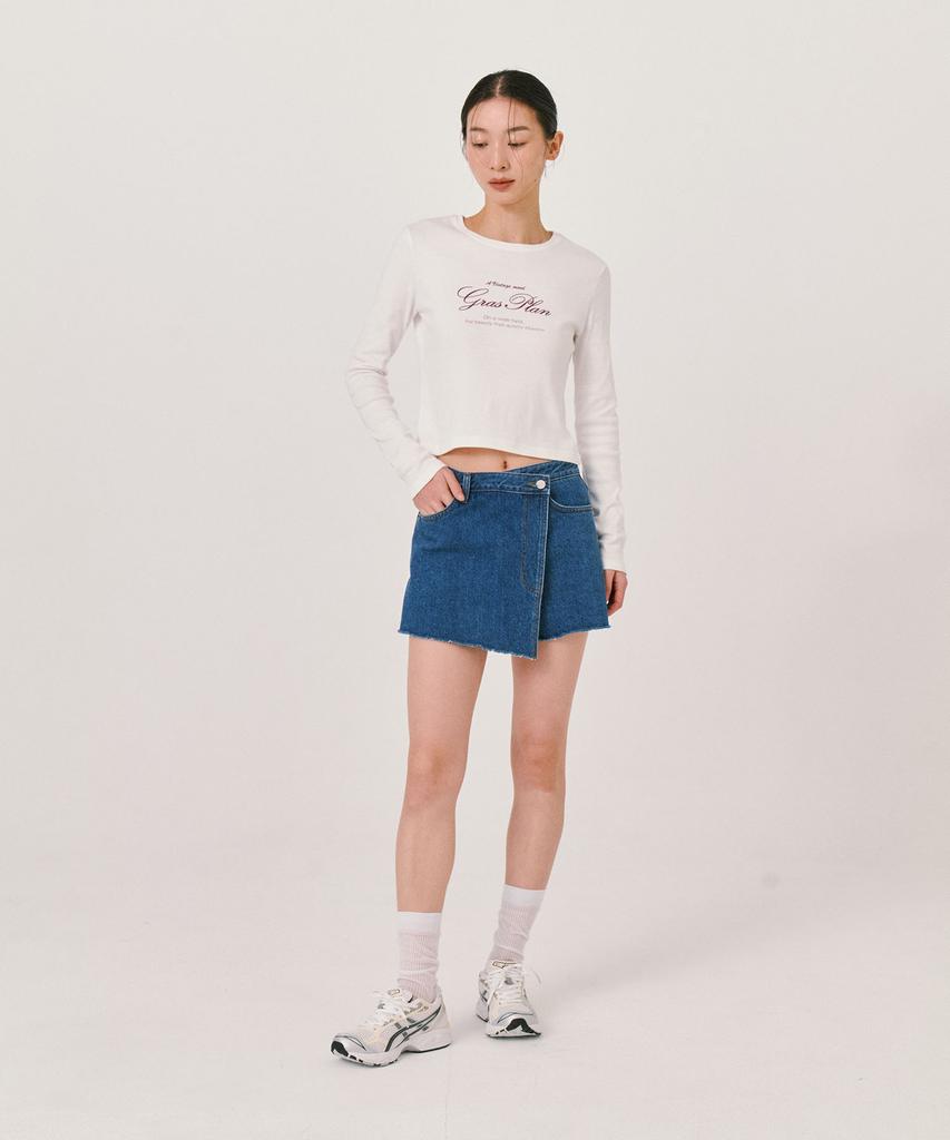 GRASPLAN Wrap Denim Shorts_Mid Blue