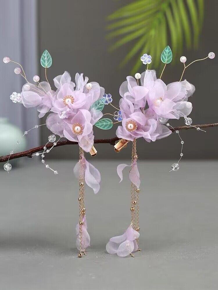 Headdress New Wholesale Girl Antique Fairy Gas Juan Yarn Ironing Flower Edge Clip Festival Performance Accessories