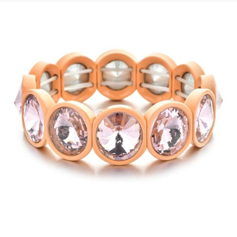

Alloy large diamond elastic ring bracelet, multi colored, versatile accessory світло-жовтого кольору