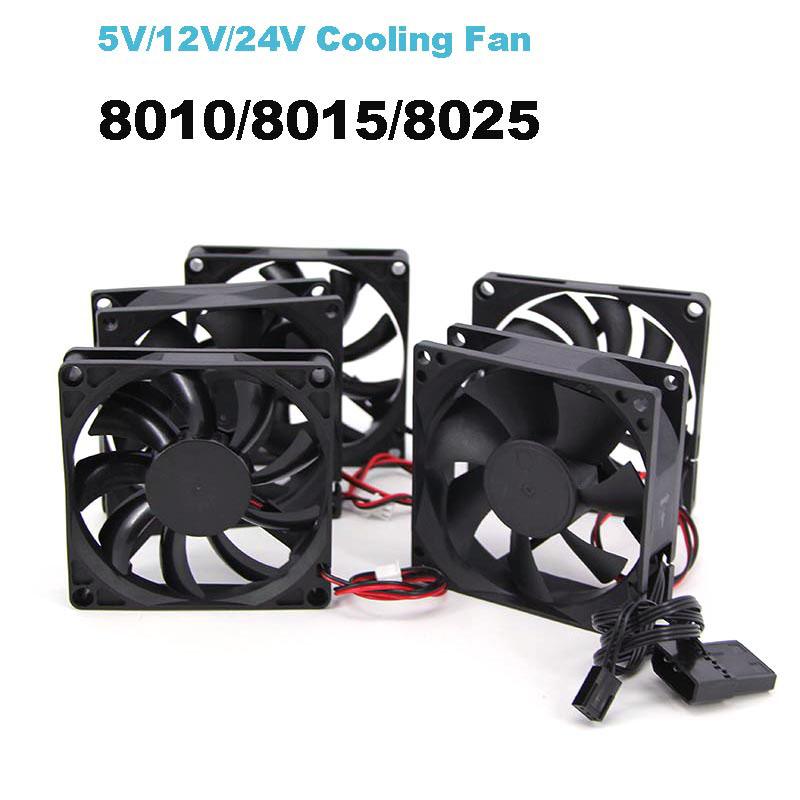 DC 5V 12v 24V 8cm 8010 8015 8025 3pin 4pin xh 2,54 Bezkartáčový chladicí ventilátor 80x25mm Chladič Radiátor 80x10 80*15 Pro PC Case GPU