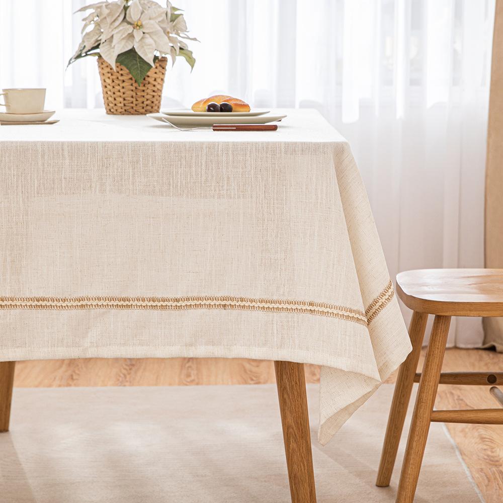 White Simple Table Cover Linen Dining Table Cloth Ins Style Coffee Table Mat Cotton Linen Look