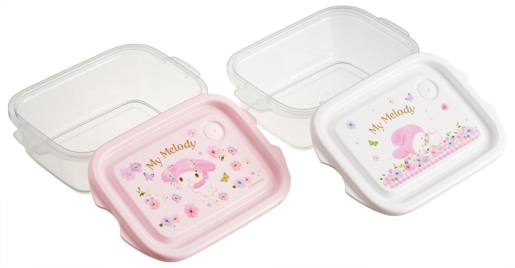 Skater Verschließbare Behälter, 500ml, Hergestellt in Japan, 2er-Set, Sanrio My Melody, Pastellfarbiger lebhafter Aquarell-Blumendruck, für Mädchen (FCN2W-A)