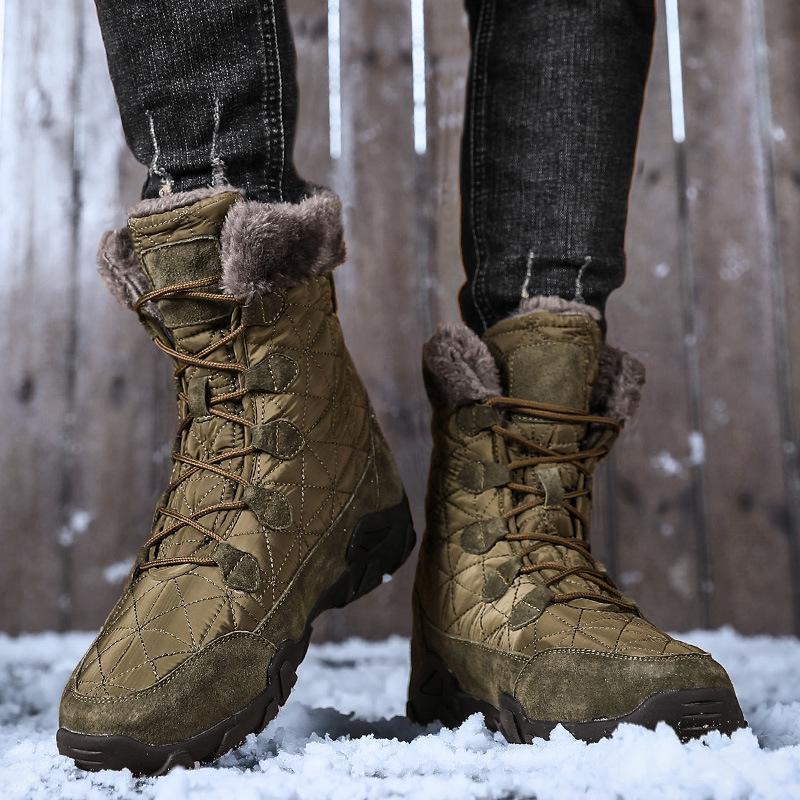Winter cotton shoes men's high-top velvet thermal hiking shoes large size outdoor cotton boots thick-soled casual snow boots