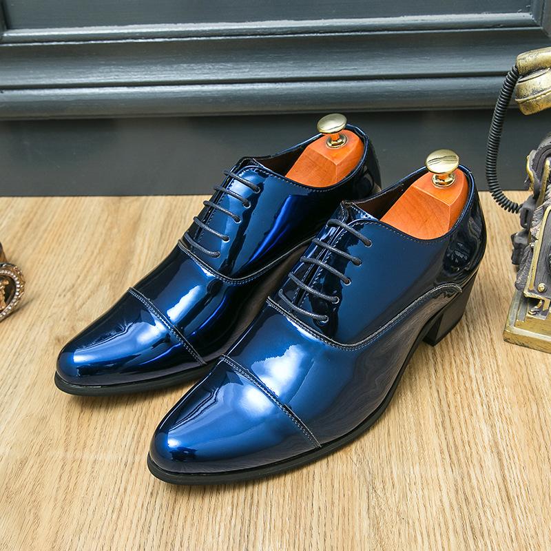 2024 Gentleman Patent Leather Shoes Black Gold Blue Wedding Party Dress Italian Loafers Designer Male Formal Zapatos Hombre
