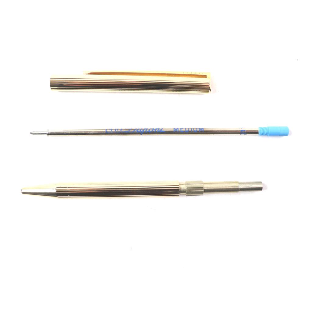 Great Dupont Ballpoint pen PG stripe with engraved logo and twist fastening gold mens Used