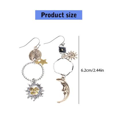 Elegant Sunflower Drop Earrings Asymmetrical Sun and Moon Ear Pendants Accessories Jewelry for Fashion Enthusiasts