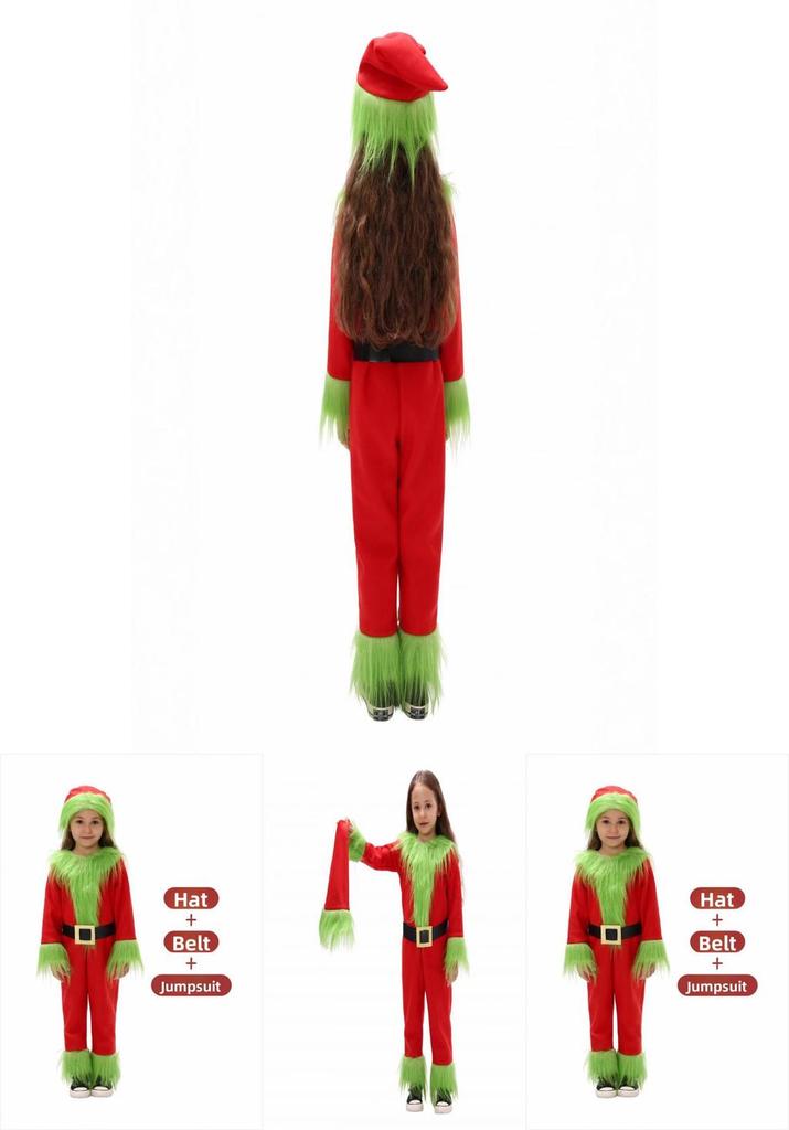 Grinch Weihnachtskostüm Für Kinder Mit Weichem Polyesterstoff Für Feiertagsaufführungen Perfekt