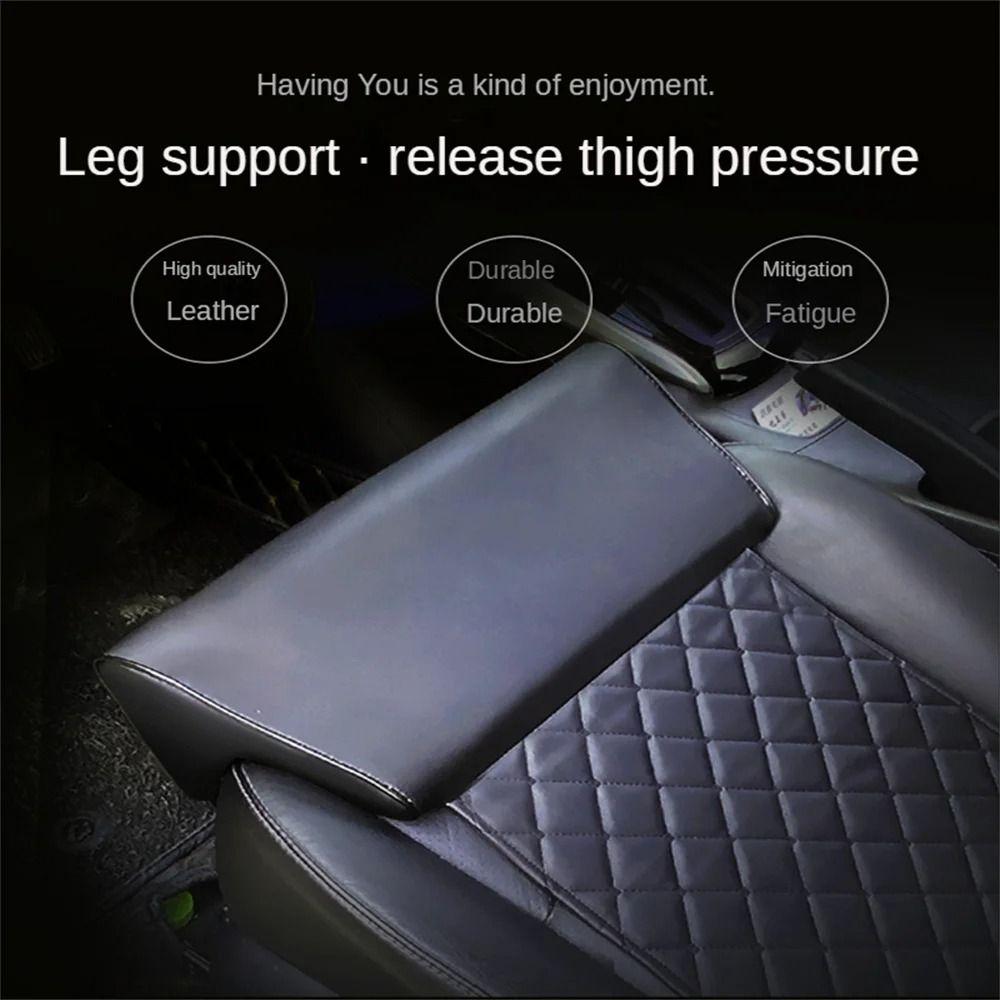 Leather Car Seat Extender Cushion Sweatproof Auto Front Chair Mat Leg Support Pillow Outdoor