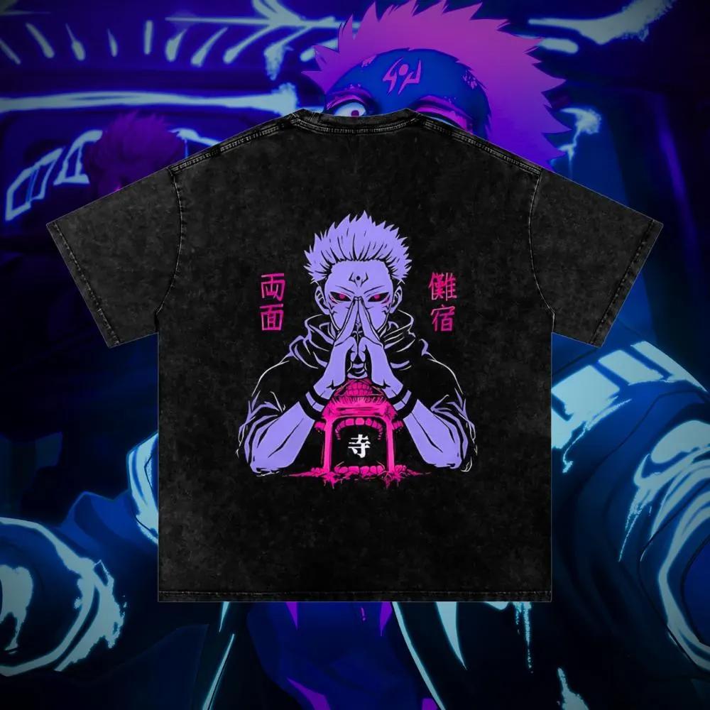 

Ryomen Sukuna Graphic Vintage T-shirt Men s Anime Jujutsu Kaisen Washed Cotton T Shirt Summer Streetwear Men Tops Tees 3XL