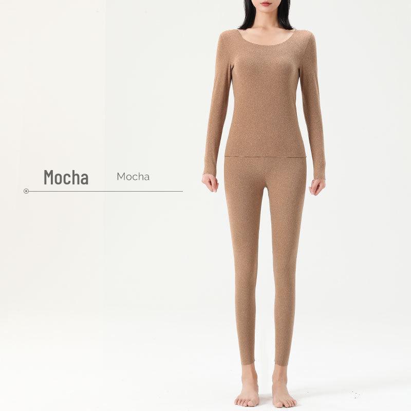 Damski Zestaw Termiczny Kaszmir Jedwab: Bezszwowa aksamitna podszewka góra i dół na jesień/zimę.