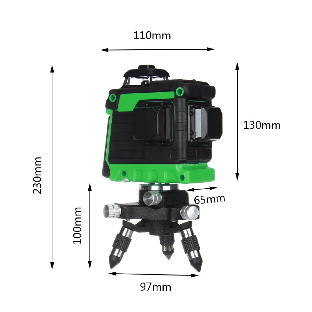 12 Lines 3D Self-Leveling Laser Level 360 Horizontal & Vertical Cross Super Powerful Green Laser Beam Line+ battery