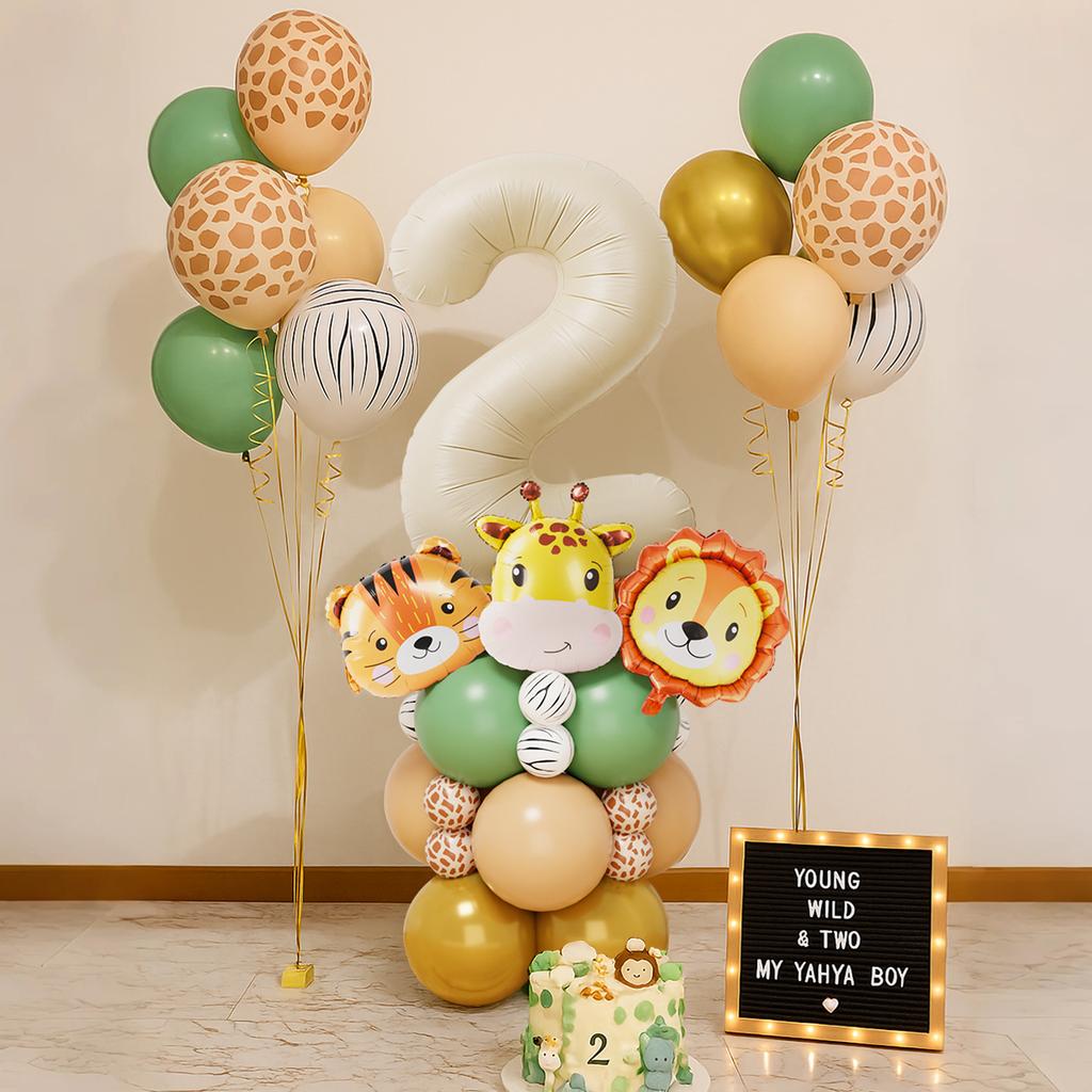 Jungle Animal Balloon Bunch Happy 1st Birthday Party Decorations Kids Favor Gifts Safari Animal Balloons Baby Shower Supplies