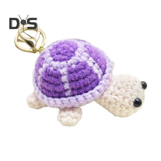 Knitted Turtle Keychain Exquisite Yarn Crochet Compact Size Portable Keyring Cartoon Style Mini Turtle Keychain