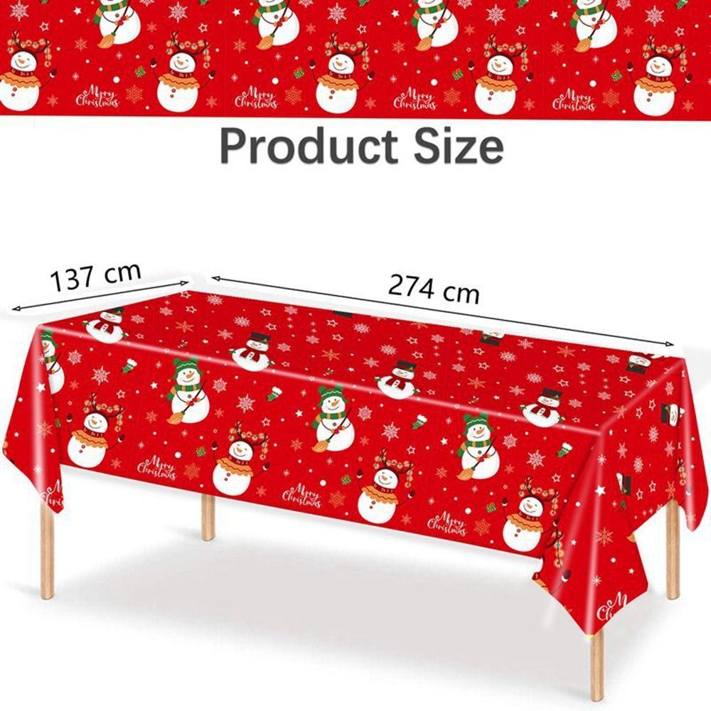 Plastic Christmas Tablecloth Snowman Snowflake Disposable Disposable Tablecloths Table Decoration Bronzing Table Cover Christmas