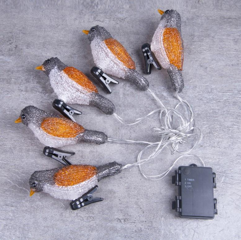 LED Solar Acrylic Bird String Lights - Outdoor Festive Decoration for Courtyard and Christmas Trees