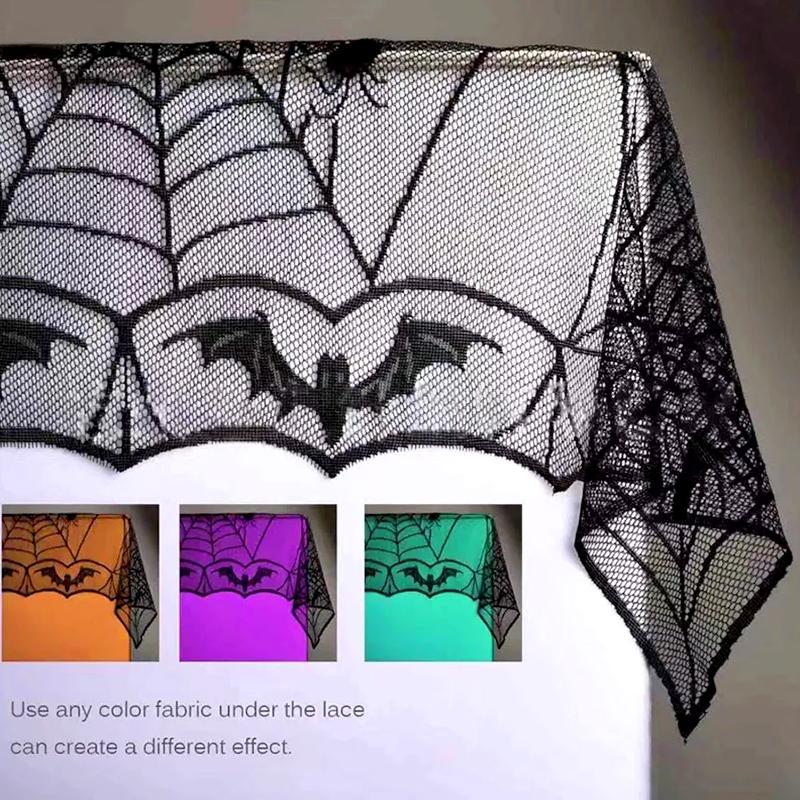 1Pc Halloween Horror Prop Polyester DIY Spider Web Black Table Cloth Lace Tablecloth Home Decor