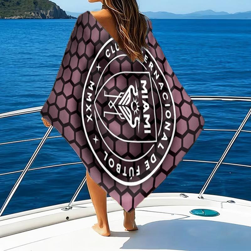 Inter Mi-ami Fc Emblem Printed Beach Towel, Super Soft Microfiber, Perfect Gift Birthday, for Pool, Beach, Travel, for family and friends