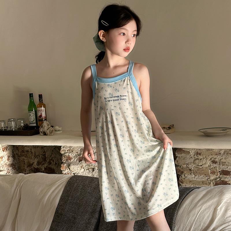 Girls' Cute Summer Sleeveless Nightgown Pajamas