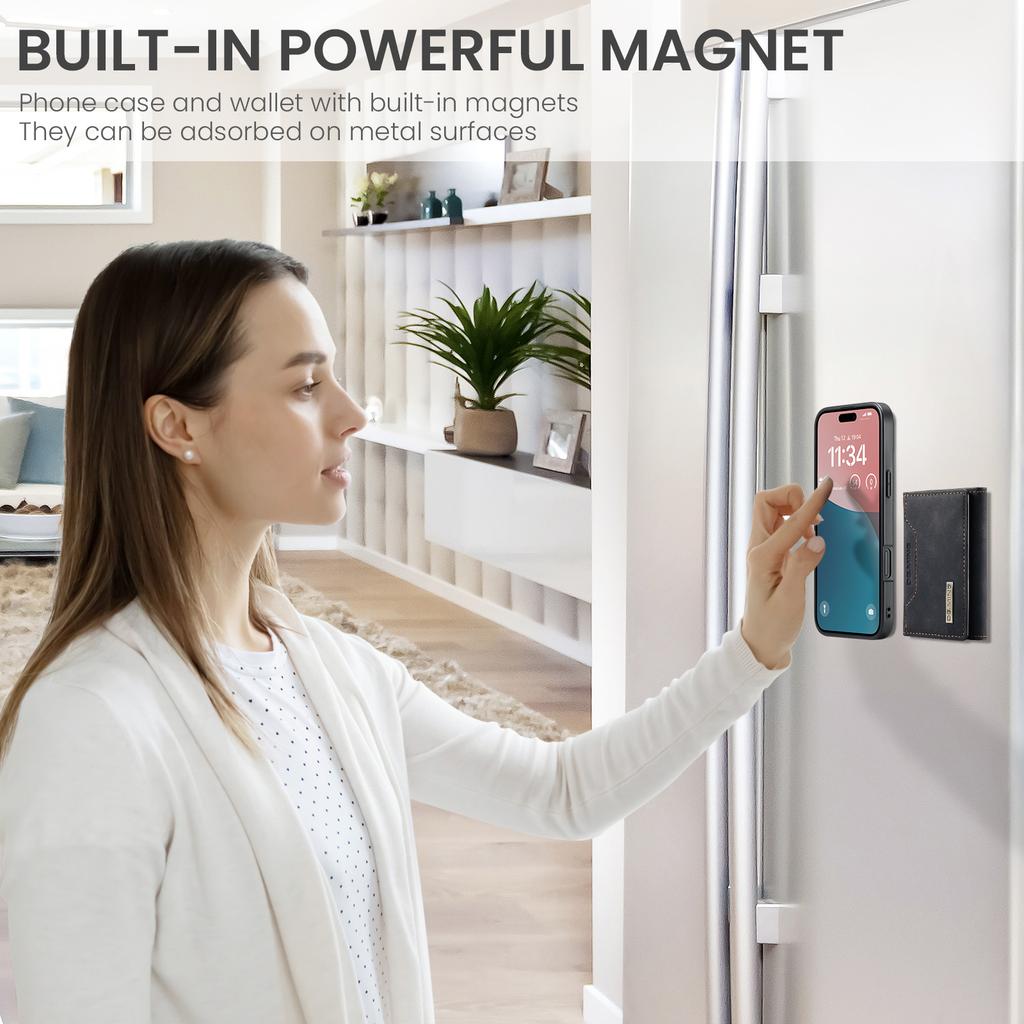 DG.MING M2 Series for iPhone 17 Case PU+PC+TPU Phone Cover Detachable Wallet