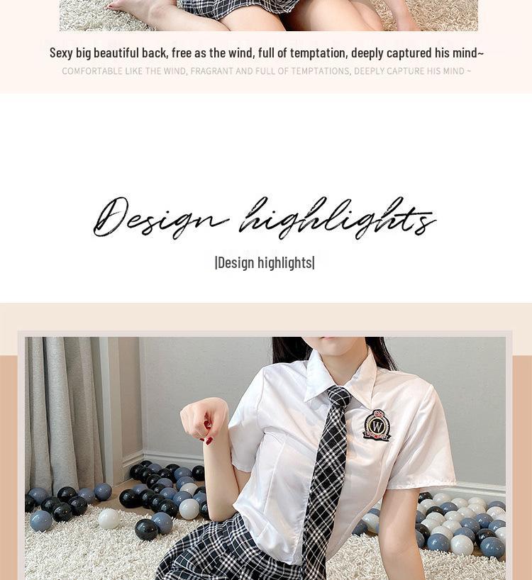 Seductive Schoolgirl Plaid Lingerie Set - Two-Piece Japanese Korean Role Play Outfit