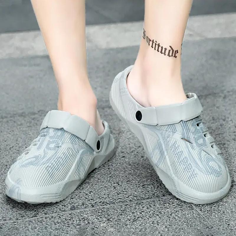 Trendy Fashion Hole Shoes Men's Summer Thick-soled Soft Elastic Slippers Comfortable Outdoor Sports Non-slip Casual Slippers