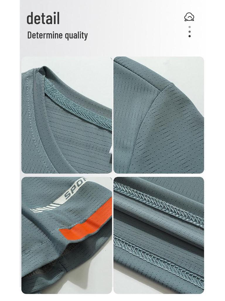 Ice Silk Men's Quick-Dry Short Sleeve T-Shirt, High Elastic, Breathable, Summer 2023 Casual Loose Fit Sports Top