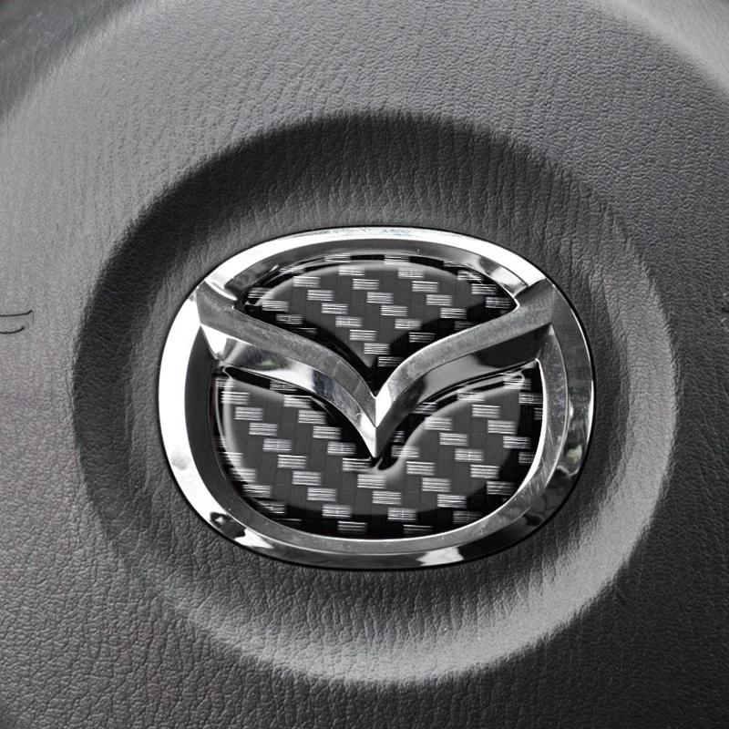 Carbon Fiber Car Steering Wheel Cover Logo Stickers Modified Auto Decorative Styling Decals for Mazda Axela ATENZA CX-5 CX-4