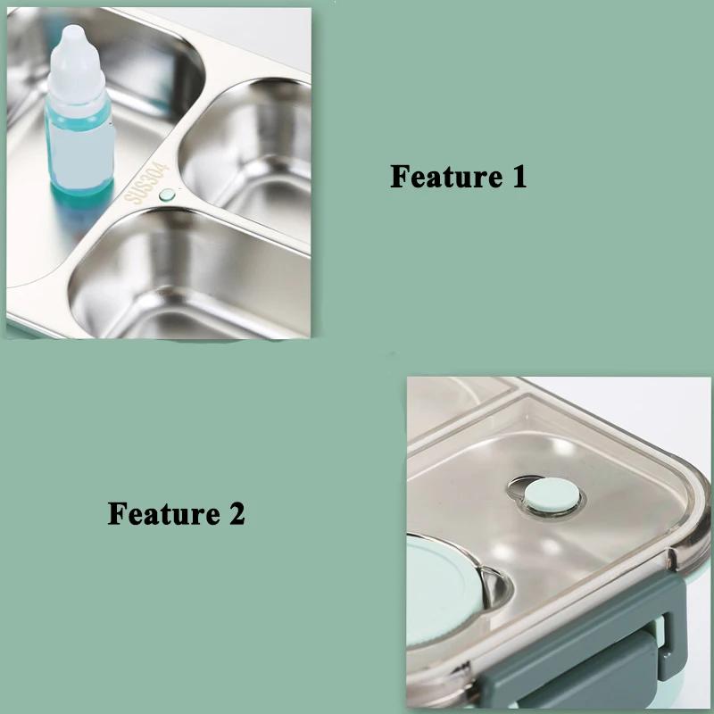 Stainless Steel Lunch Box Compartment Insulated Sealed Portable Microwae Heating Food Container Bento for Office Worker Students