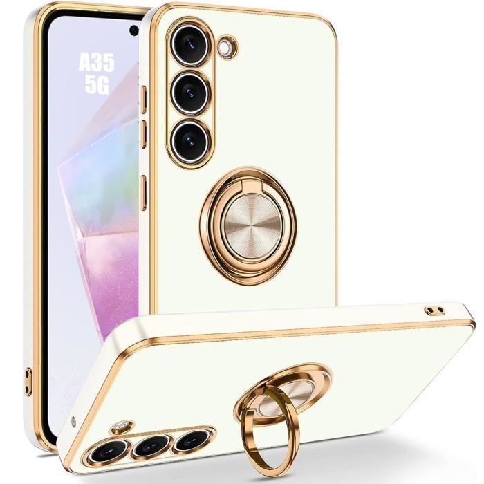 Coque de protection - BOOLING - pour Samsung Galaxy A35 5G - Silicone Liquide - Antichoc - Support Bague Rotatif