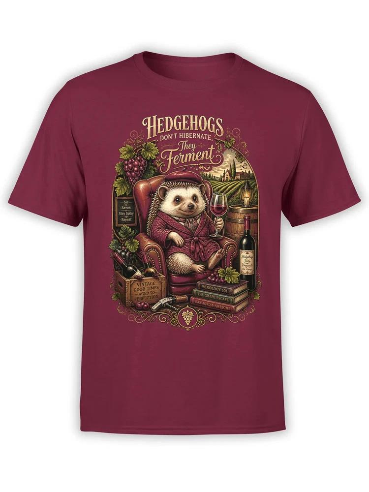 Ferunisext Hedgehog Wine TShirt Unisex S