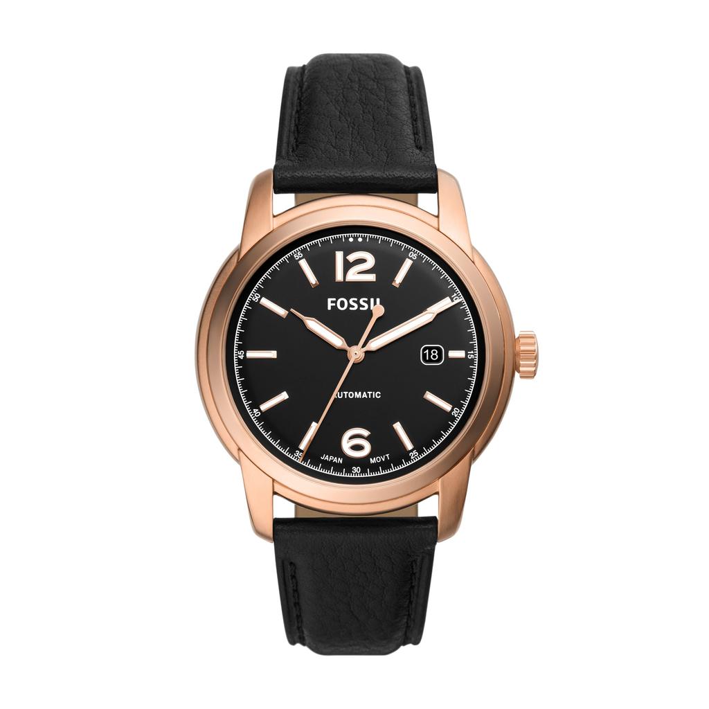 FOSSIL Orologio Uomo Heritage Automatico | Cassa 43mm, Cinturino In Pelle Marrone O Acciaio, Quadrante Blu, Vetro Minerale