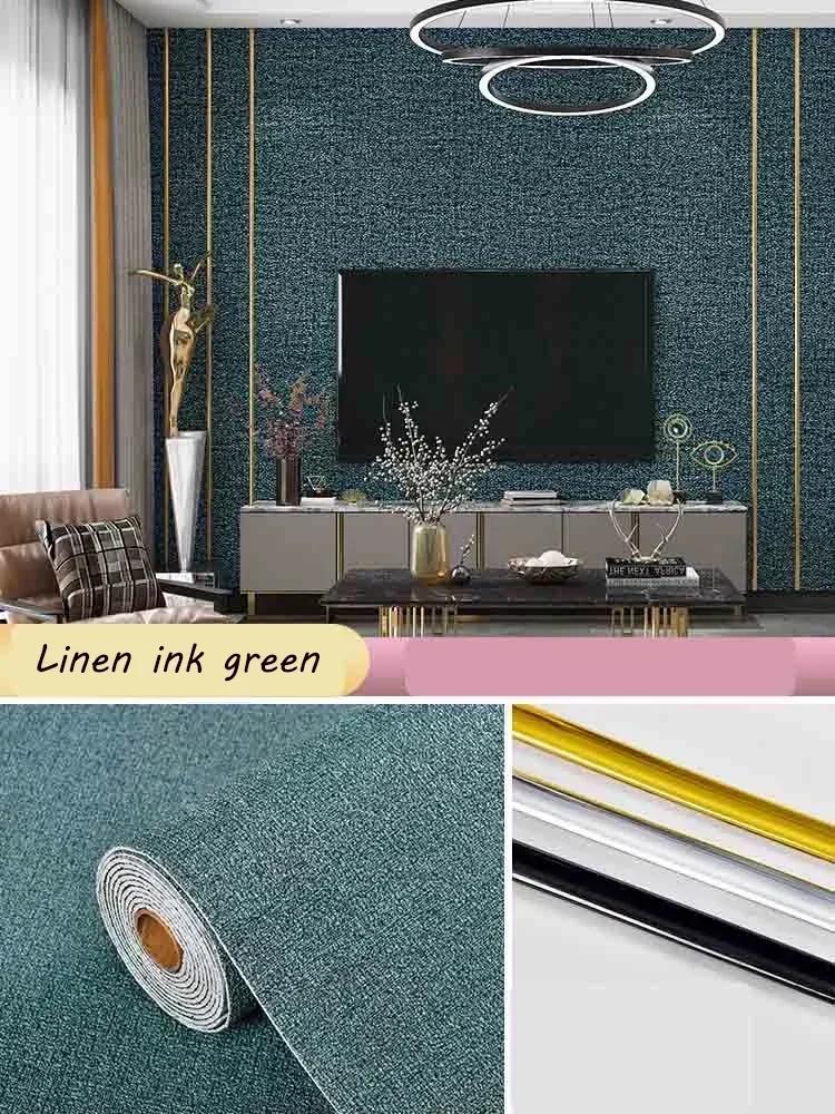 Linen Wallpaper Self-adhesive Waterproof Moisture-proof and Moldy Resistant 3D Wall Stickers Home Living Room Wall Decoration