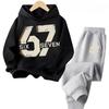 67 Šik dětské mikiny Set 3-12 let Korejský Streetwear Blokový teplákový komplet Módní Pohodlná dětská mikina 2dílné sety Tepláková souprava