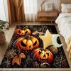 1PC Custom Name Halloween Pumpkins And Spiders Theme Floor Mat Ideal for Living Room, Game Rooms, Office, Bedroom,Floor Mat Playful Design126