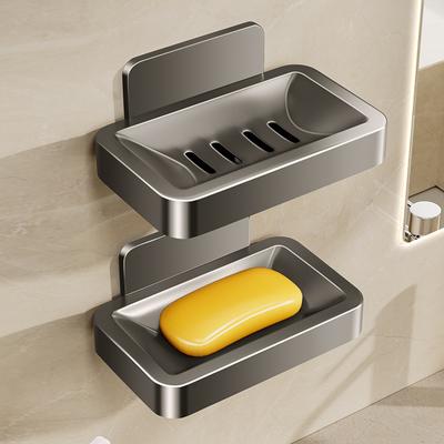 Bathroom Soap Dish No Drill Wall Mounted Soap Holder Aluminum Alloy Sponge Storage Organizer Bathroom Accessories