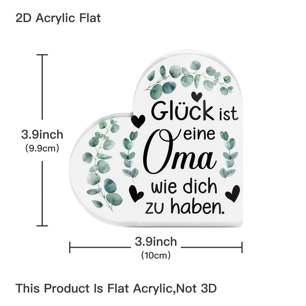 1 pièce Panneau Acrylique en Forme de Cœur - 'Le Bonheur C'est Avoir une Grand-Mère Comme Toi' en Allemand, Design Feuille Verte & Cœur, Décoration de Bureau Parfaite