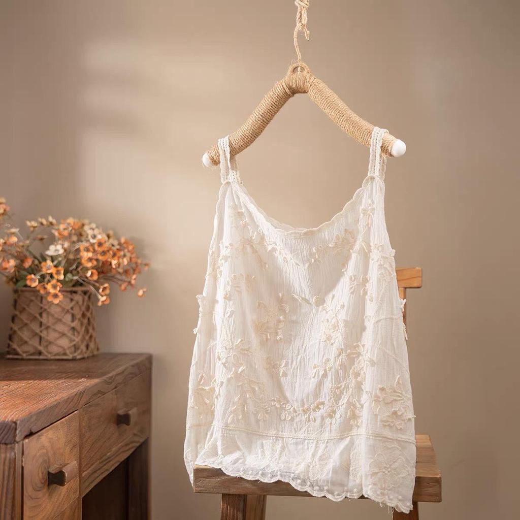 Ärmelloses japanisches 3D-Blumenspitzen-Camisole für Damen