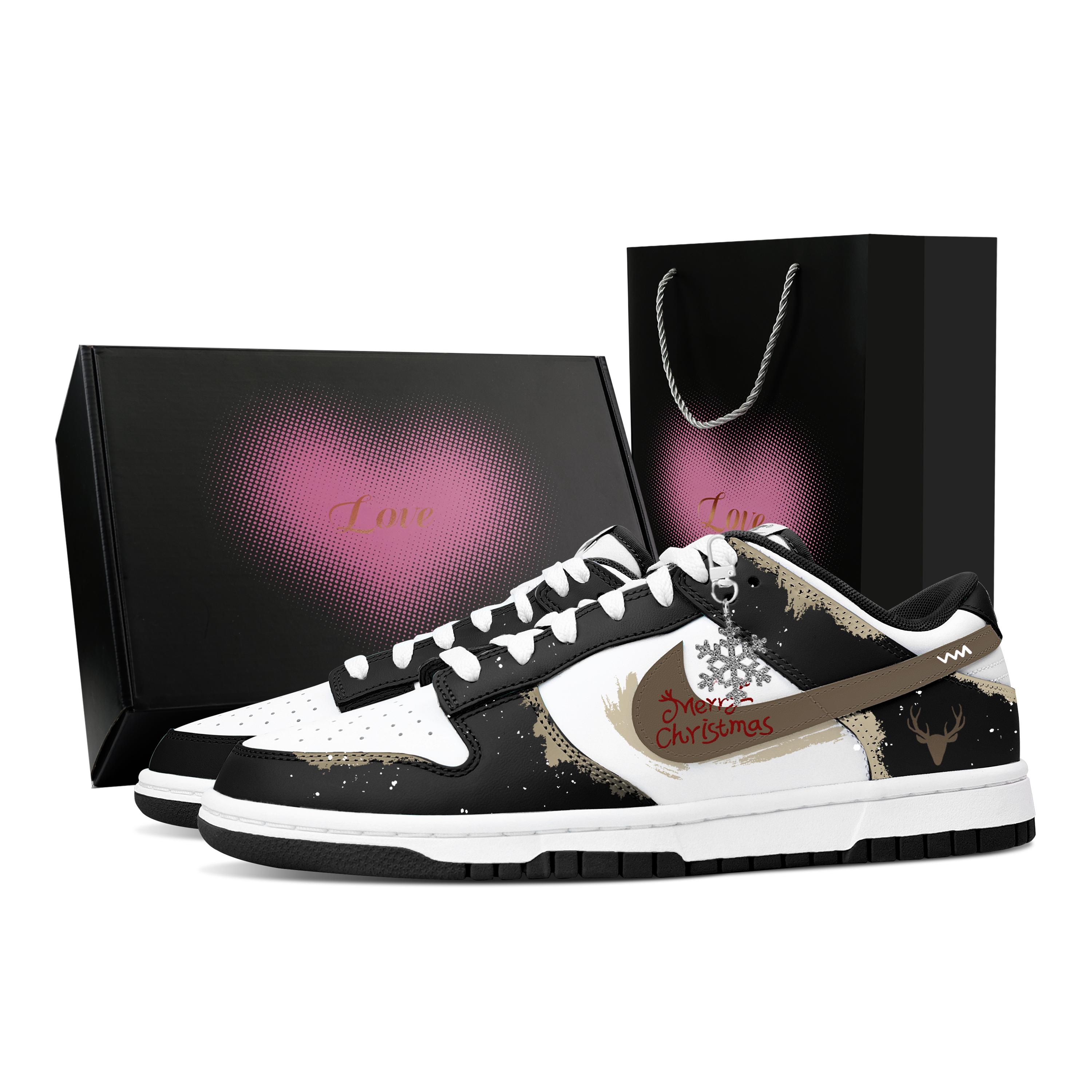

Nike Dunk Santa Night, Heart Box Slip Resistant Abrasion Resistant Low top Skateboard Shoes Unisex Black Brown HF5441-100(Team773--) 45
