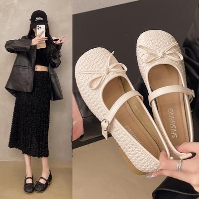 Huge Comfortable~ Mary Jane Shoes Breathable Bow Single Shoes Women's Shallow Mouth Flat Beanie Shoes