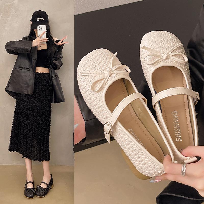 French Light Mouth Thick Heel Single Shoes Women's 2025 New Round Head Summer with Skirt Niche Retro Heightening Mary Jane Shoes