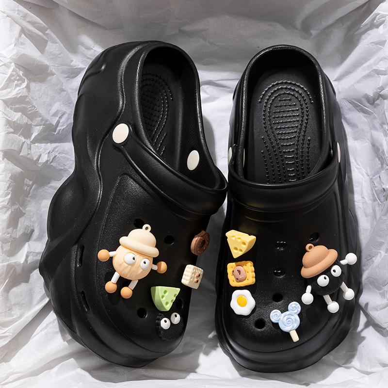 2025 Trendy Xiaohongshu Influencer Cute Cartoon Non-slip Thick-soled Summer Outdoor Closed-toe Slippers