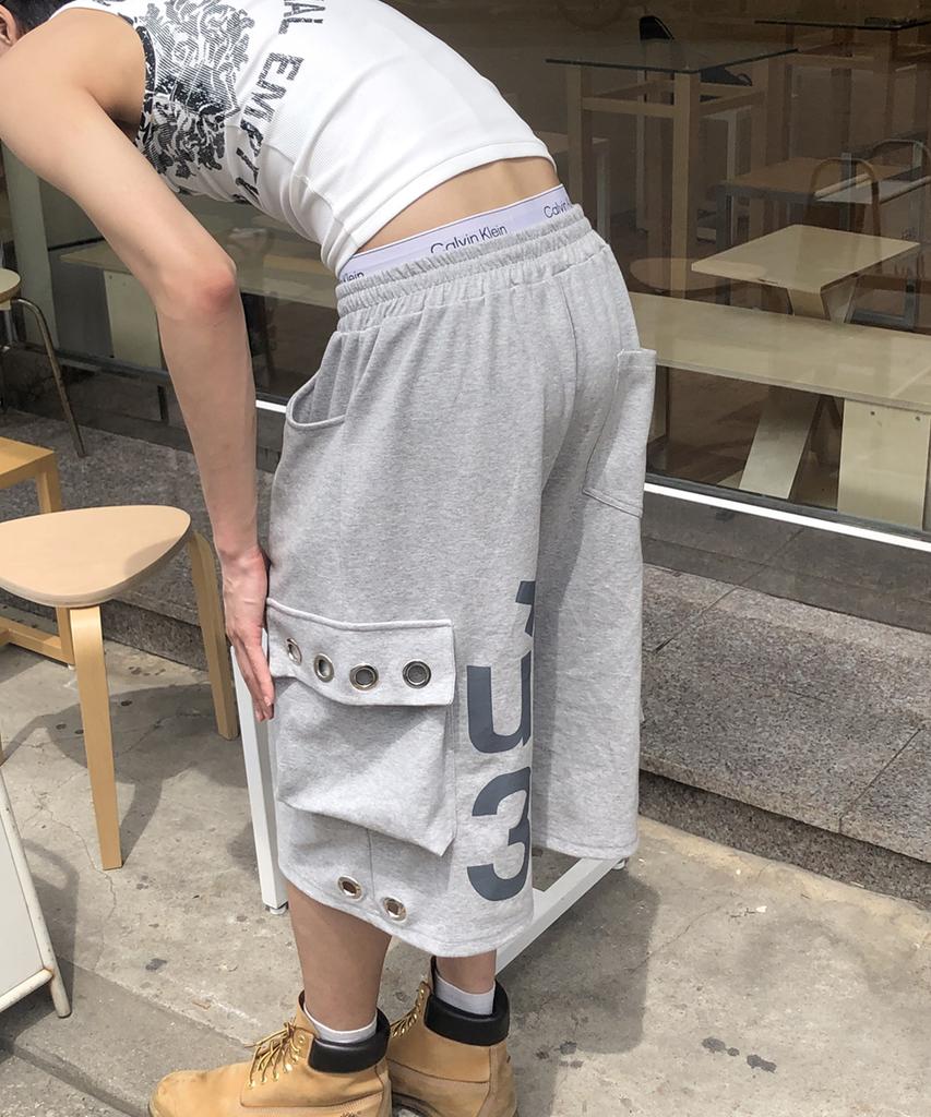 Eontaiteulseoul Untitle Symbol Cargo Bermuda Sweat Shorts Grey