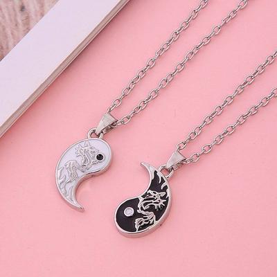 Valentine's Gift Yin Yang Clavicle Necklace Pendant Choker Tai Chi Necklace Couple Pendant