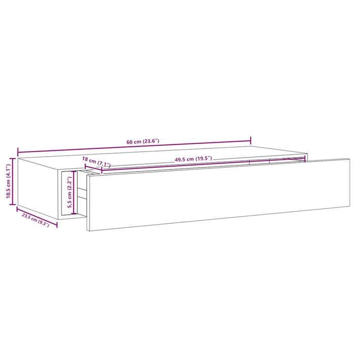 VidaXL Etagère à Tiroir Murale Etagère Flottante Suspendue Support Mural Salon Salle de Séjour Maison Intérieur Chêne 330261